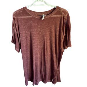 free people mesh gym athletic wear burgundy shirt